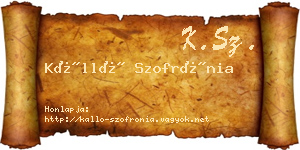 Kálló Szofrónia névjegykártya